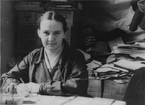 A.L. Abramova in bryological herbarium 1952